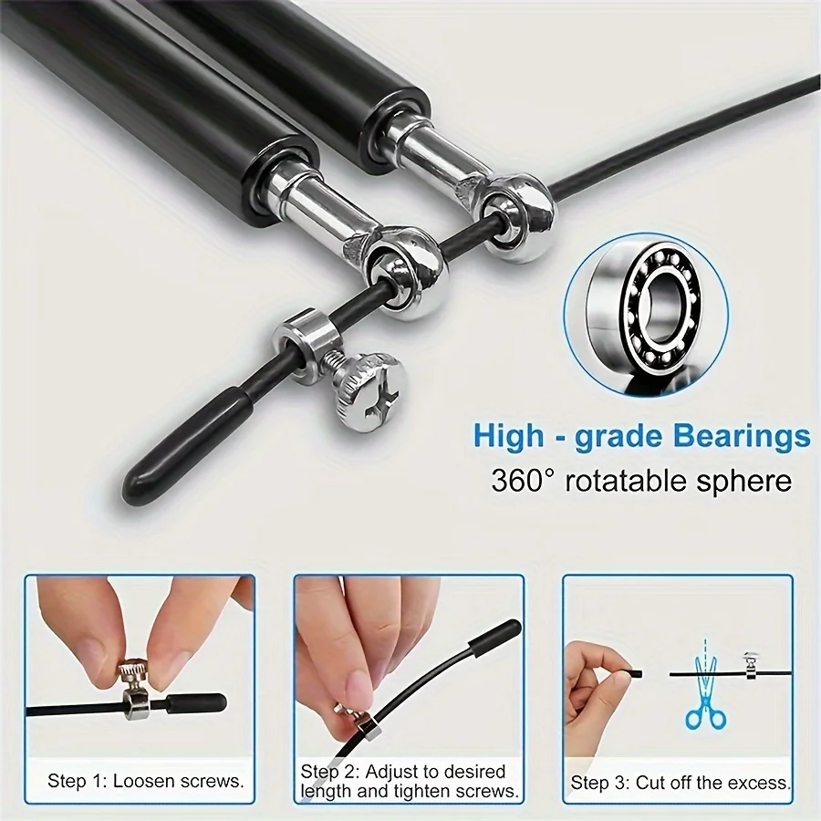 SPDJUMPER Adjustable Speed Skipping Rope, Aluminum Handles, Tangle-Free Lightweight Cardio Training for Gym & Home
