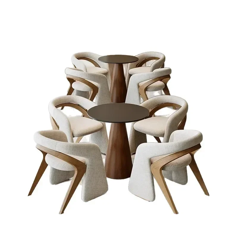Italian light luxury solid wood, reception negotiation table and chair combination, designer hotel lobby clubhouse lounge area