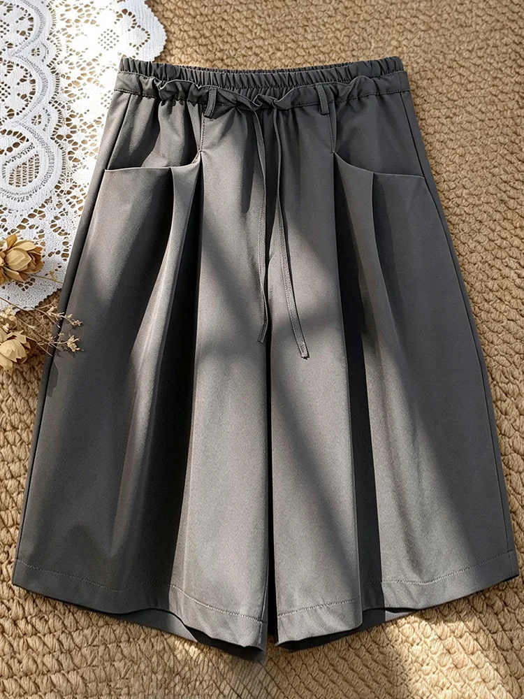 New Summer 2026 Women's Loose Wide Leg Pants Thin Quick Dry Seven Foot Pants Casual High Waist Elastic Polyester Fiber