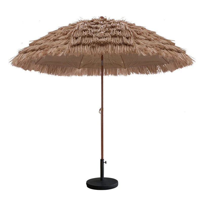 Simulated Straw Umbrella Reinforced Straw Umbrella Windproof and Rainproof Outdoor Sun Umbrella