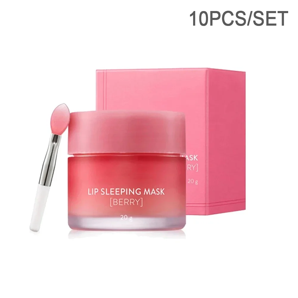 10pcs 20g Lip Sleep Mask Night Sleep Hydrated Maintenance Lip Balm Pink Lips Whitening Cream Nourish Protect Lippy Balm