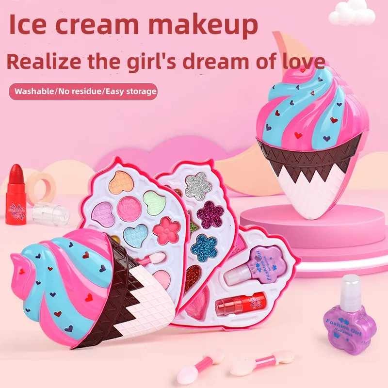 Girl Ice Cream Cosmetics Princess Cosmetics Box Ice Cream Box Lipstick Children\'s Toys Children\'s Games Baby Cosmetics Set