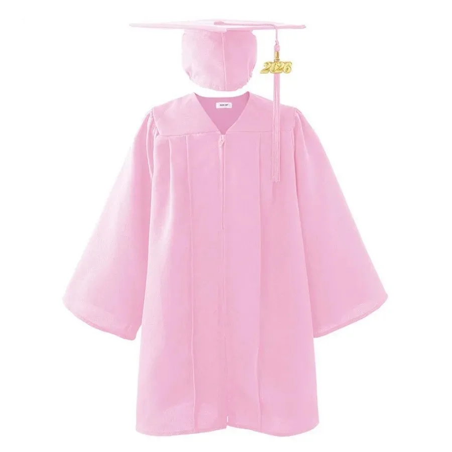 2026 Kindergarten Graduation Uniform with Hat and Tassel Zipper Closure Elementary Graduation Robe Kids Graduation Party Clothes