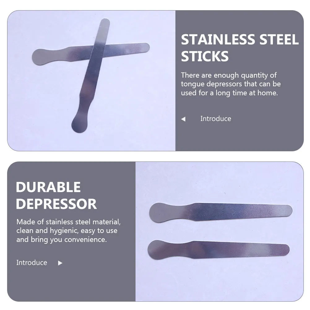 12Pcs Grade Stainless Steel Tongue Depressor Clinic Oral Diagnostic Tool Smooth Burr-Free Reusable Tongue Stirring