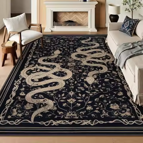 French Retro Style Creative Snake Living Room Carpet Floral Pattern Kitchen Corridor Bedroom Rug Home Decor Easy Care Sofa Rugs