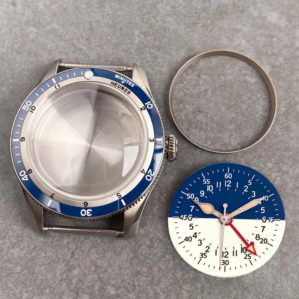 40mm 20ATM Waterproof Diving Watch Case Chapter Ring Fit NH34 GMT NH34A 29mm Lume Blue Black Dial Domed Sapphire 120 Click