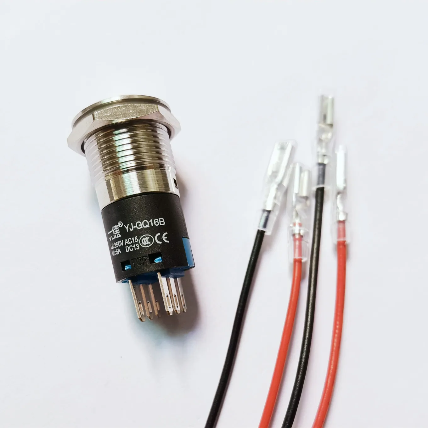 Original new 100% YJ-GQ16 stainless steel waterproof 16mm self locking 6pin 2-group contact metal button switch 3A250VAC