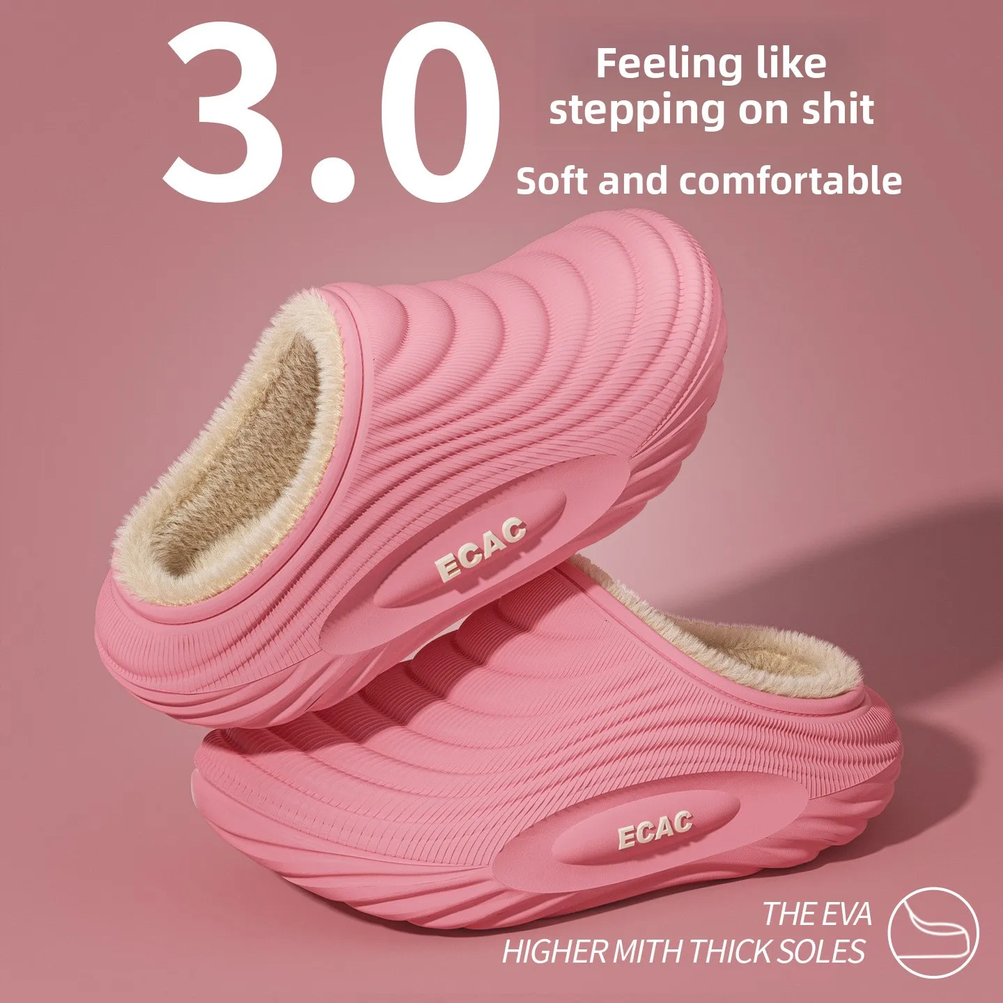 Warm Long Plush Waterproof Eva Indoor Slippers Women 2026 Winter Soft Thick Bottom Non Slip Home Slippers Couple's Furry Slides view 6