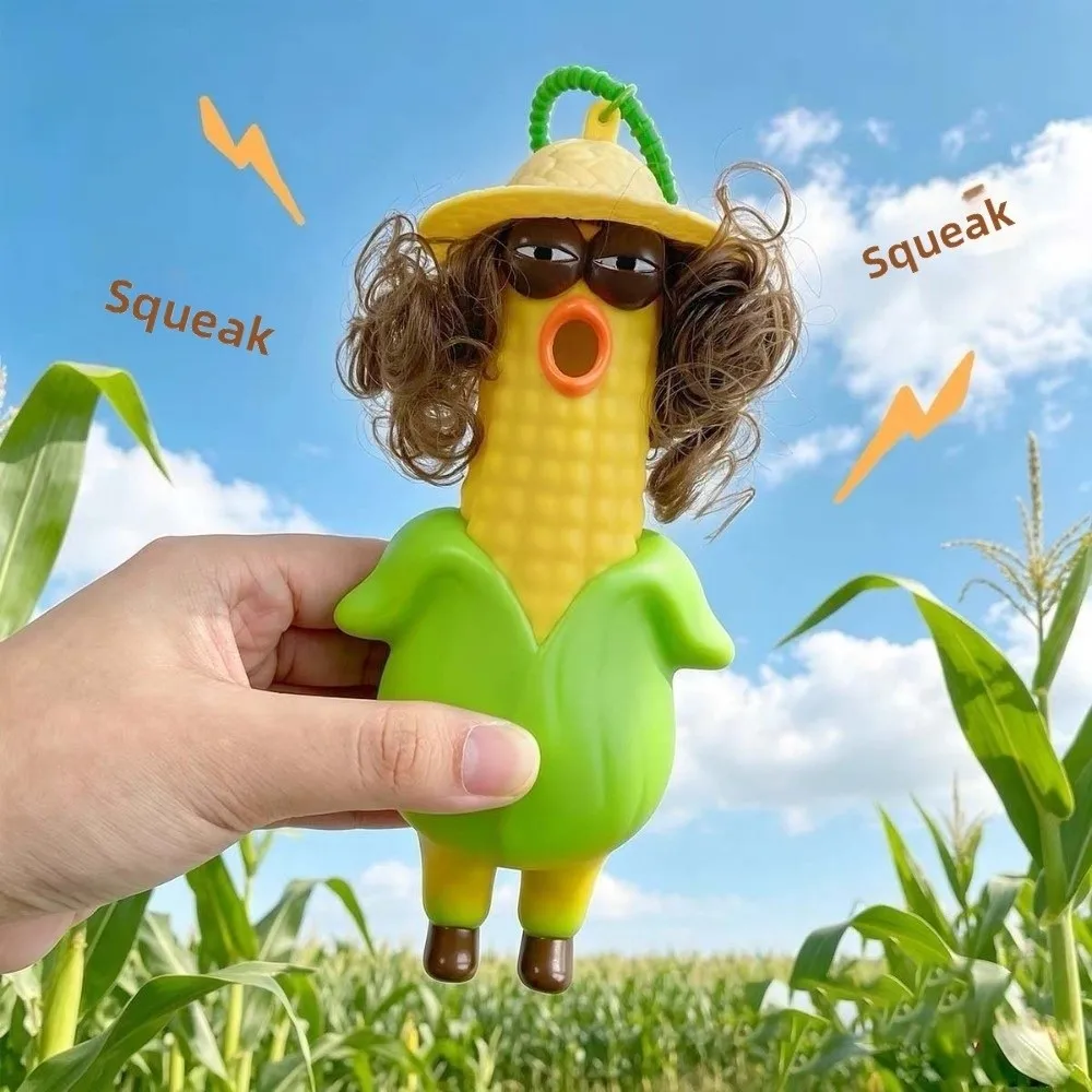 Novelty Gadget PVC Screaming Chicken Shrill Flexible Corn Key Chain Washable Quirky Squishy Pendant Party Favor