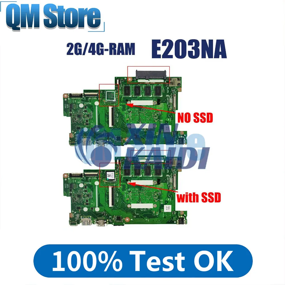 E203NA Mainboard For ASUS E203NAH L203NAH E203NAS L203NA Laptop Motherboard N3350 N4200 CPU 2G 4GB-RAM 0G 32G 64G 128G SSD