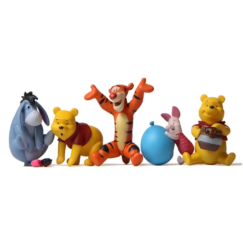 Winnie the Pooh Cartoon Action Figures, Kawaii, Tigrão, Bisonho, Miniaturas, Fadas, Jardim, Casa, Desktop, Decoração Criativa, 5 peças