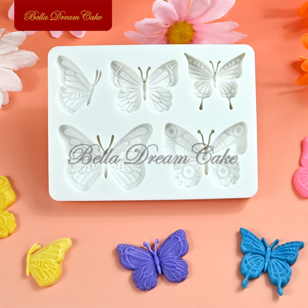 Mini Butterfly Design Silikonowa forma 3D Fondant Chocolate Mould DIY Clay Model Narzędzia do dekoracji tortów weselnych Kuchenne naczynia do pieczenia