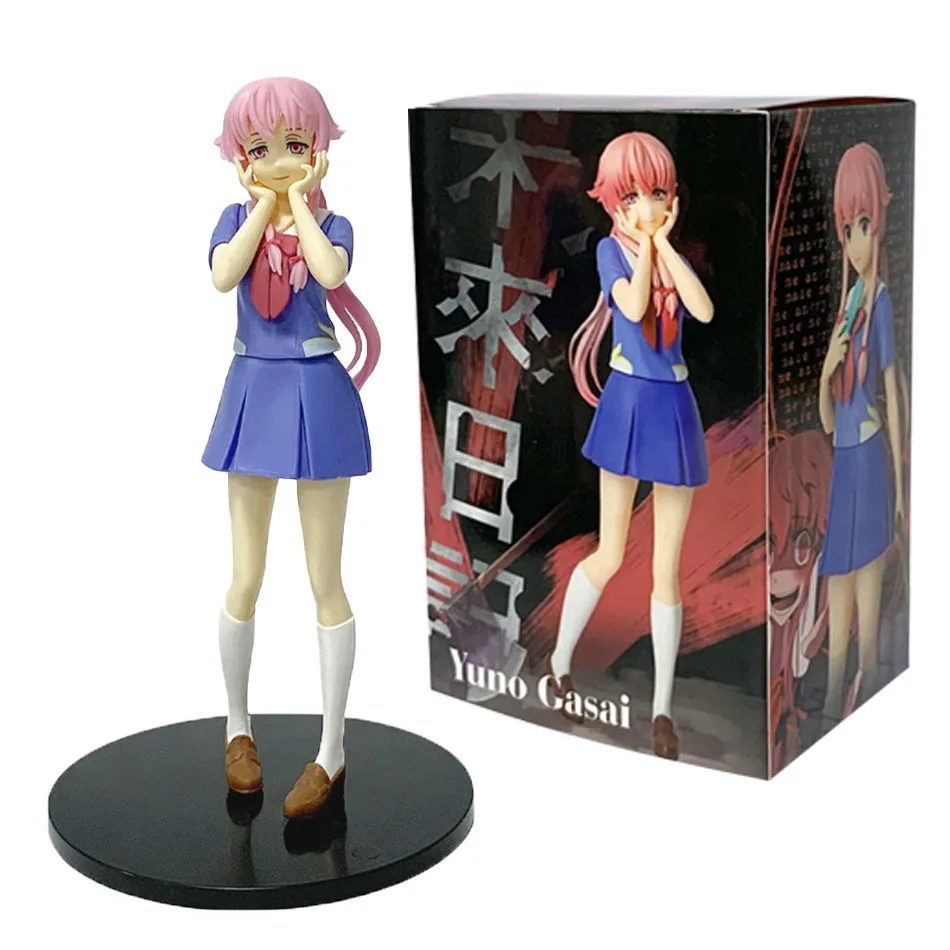 Auf lager 17 cm Zukunft Tagebuch Mirai Nikki Gasai Yuno Anime Uniform Kleid Stehende Haltung Action Figur Modell spielzeug Thanksgiving – Detail 1