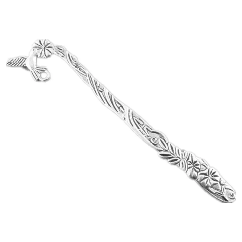

50Pcs Wholesales Silver Tone Bird Pattern Bookmarks DIY Jewelry Findings 121mm
