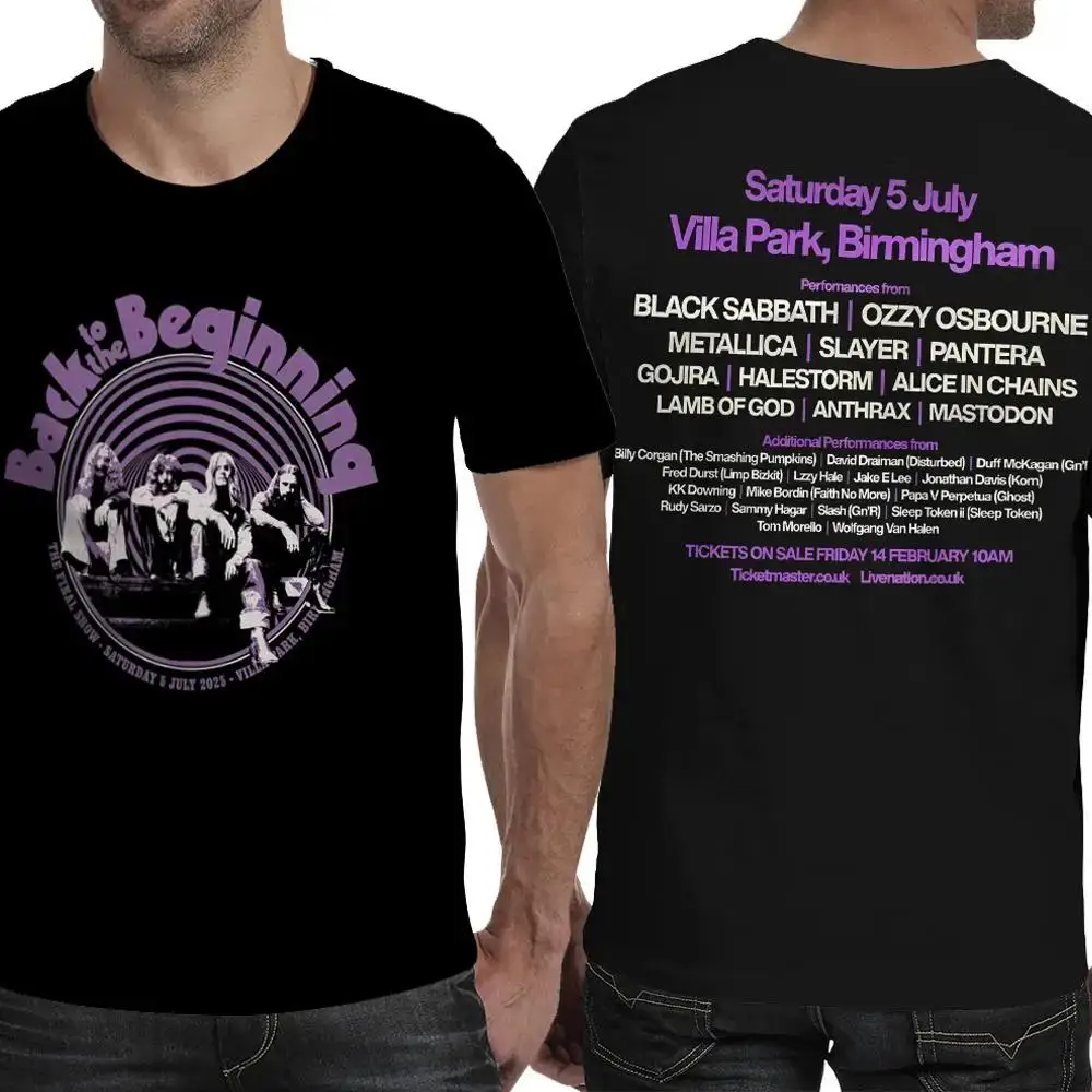 

New Style Black Sabbath Jersey Ozzy Osbourne Back To The Beginning Heavy Metal Rock T-Shirt With Lineup Trendy Vintage Ins Tops