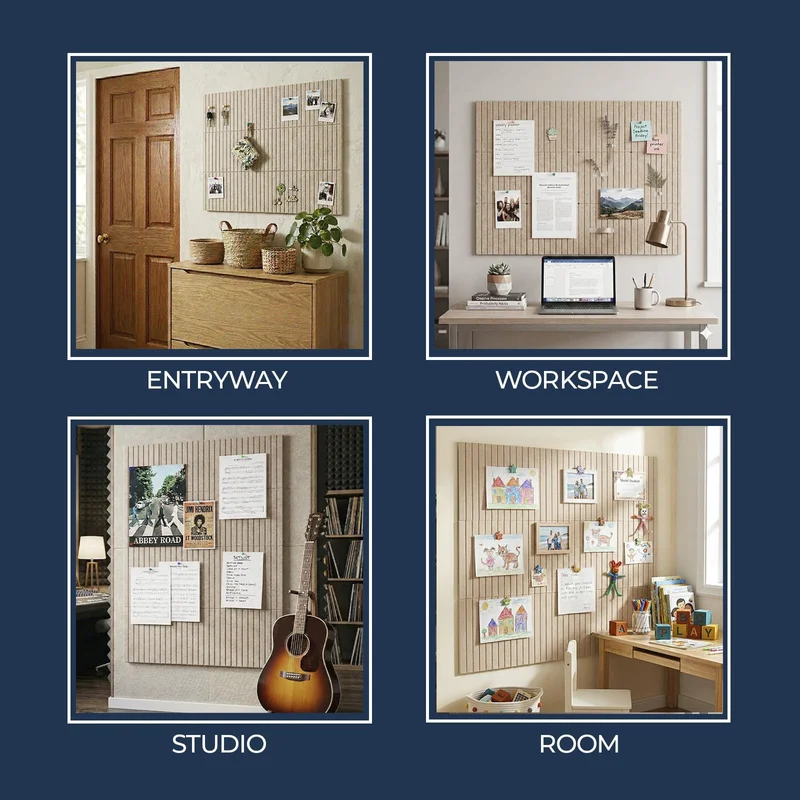 6-12PC Large Felt Cork Pin Note Bulletin Board Mount Wall Tile Soundproof Acoustic Panel Wallpaper for Home Office Ceiling Deco view 6