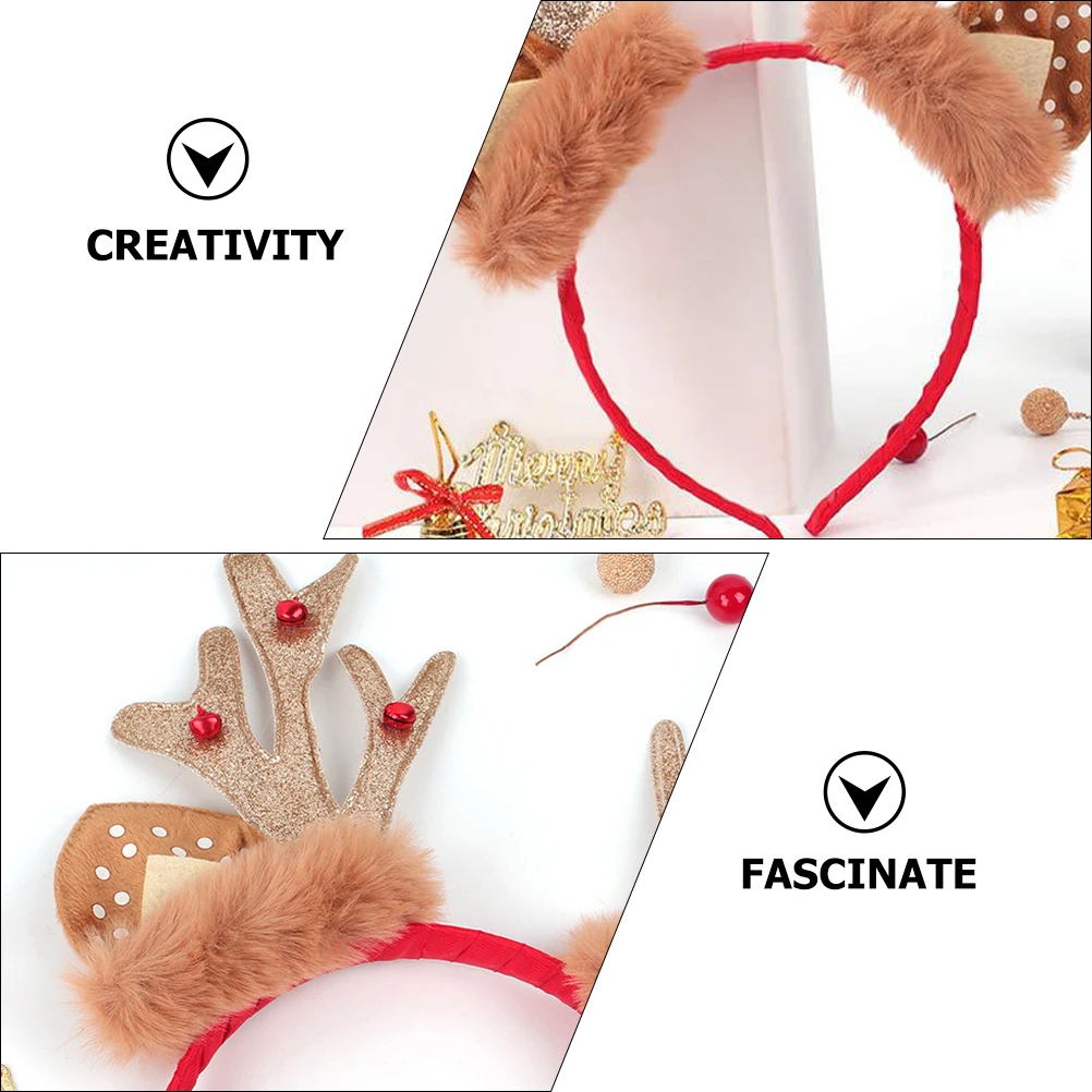 

2Pcs Christmas Reindeer Antler Headband Skin Friendly Xmas Hair Hoop Xmas Party Supplies Festive Headband Antler Hair Hoop