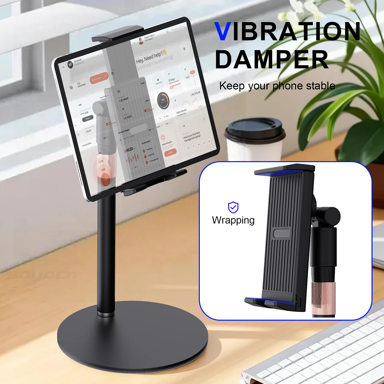 Desk Tablet Stand Holder for IPad Pro Portable Monitor Adjustable Height Heavy Base Bracket Screen Kindle Display Cleaning Cloth