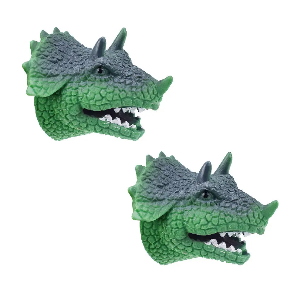 2Pcs Dinosaur Hand Puppet Tpr Plastic Vivid Colors Open Close Mouth for Kids Role Play Group Activity Creative Storytelling