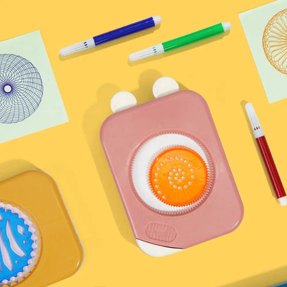 المحمولة مع صندوق تخزين السنبوغراف حاكم مجموعة بلاستيكية رسم التروس المتشابكة عجلات أدوات الرسم على الحائط للأطفال