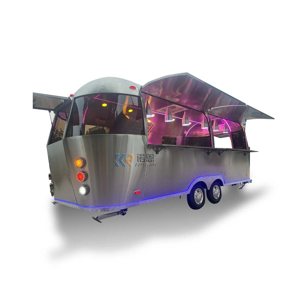 Mobile Airstream Aluminum  Ice Cream Mobile Luxury Food Trucks Hot Dog Cart for Sale