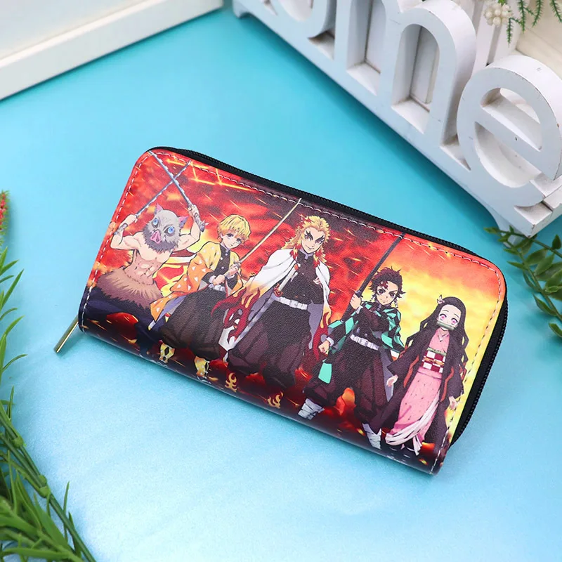 Demon Slayer Anime Rengoku Kamado Tanjirou Nezuko Cosplay Wallet Portable Zero Purse PU Leather Multi-Layer Wallets