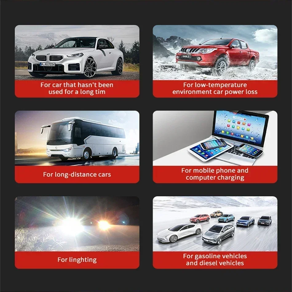 

New 12V 229800mAh Car Jump Starter Portable Power Bank Battery Starter Gasoline and DVehicles Emergency Booster Assecories