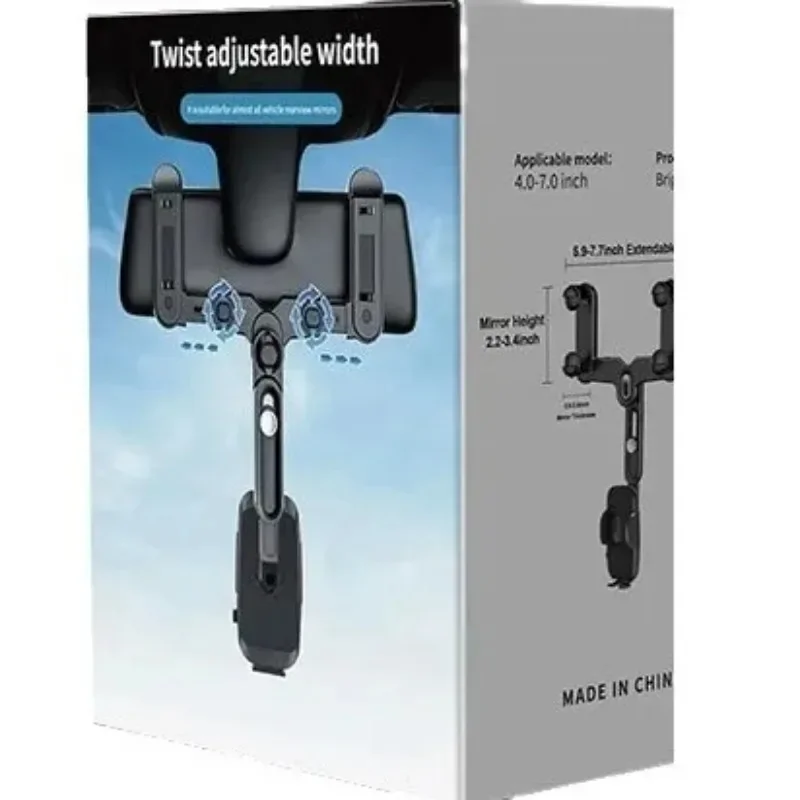 For 360 Degree Rotatable Auto Rearview Mirror Seat Hanging Clip Bracket Cell Phone Holder Multifunctional Car Phone Holder
