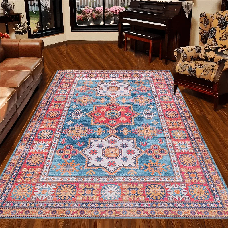 VIKAMA Bohemian Persian Carpet Traditional Oriental Retro Floor Mat Living Room Bedroom Anti Slip Carpet Home Decoration