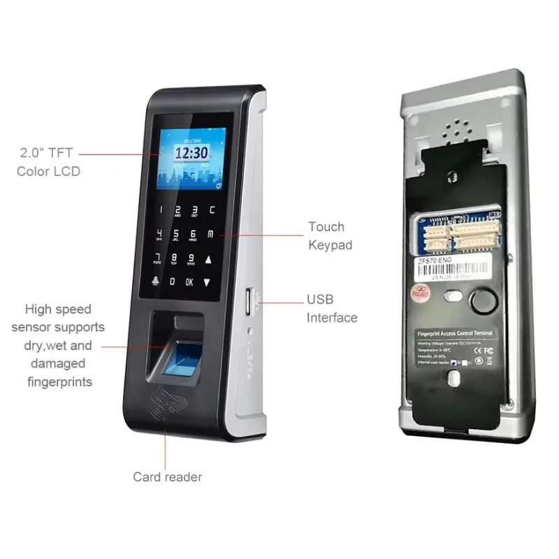 2026 Customized Logo Wireless Excel Report Punch  Time Clock Access Control System Fingerprint Biometric Attendance Terminal