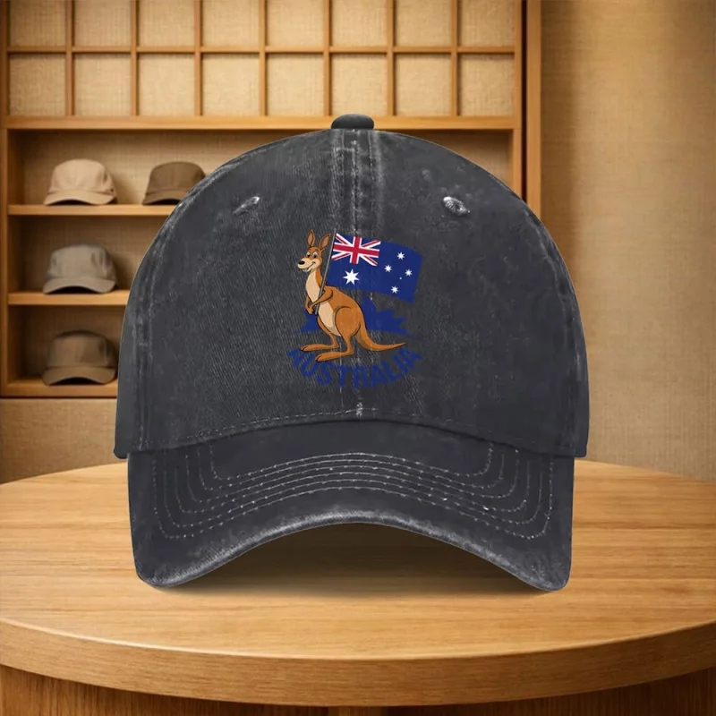 Vintage Kangaroo Australian Flag Baseball Cap Unisex Adjustable Snapback