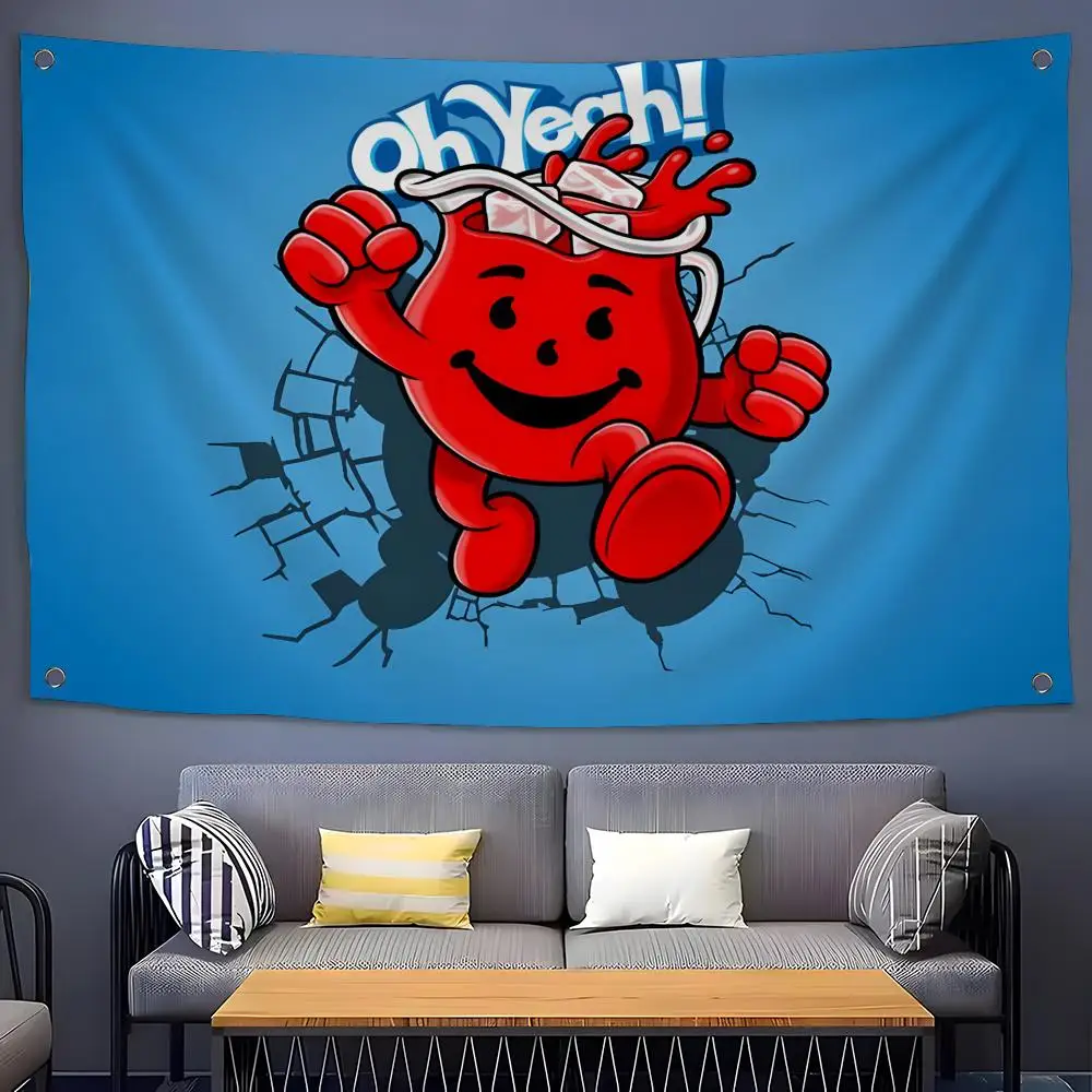 Flags Flags for Room, Bedroom, Home, Outdoor, Wall Hanging, Concert Print, Background Decor, Art Banner K-Kool-A-Aid Man