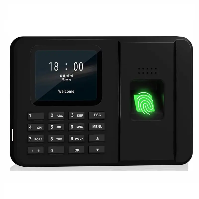 

【FAST-SALE】For Businesses Fingerprint Attendance Biometric Machine System Employee Keypad Electric Time Clock Recorder EU-PLUG