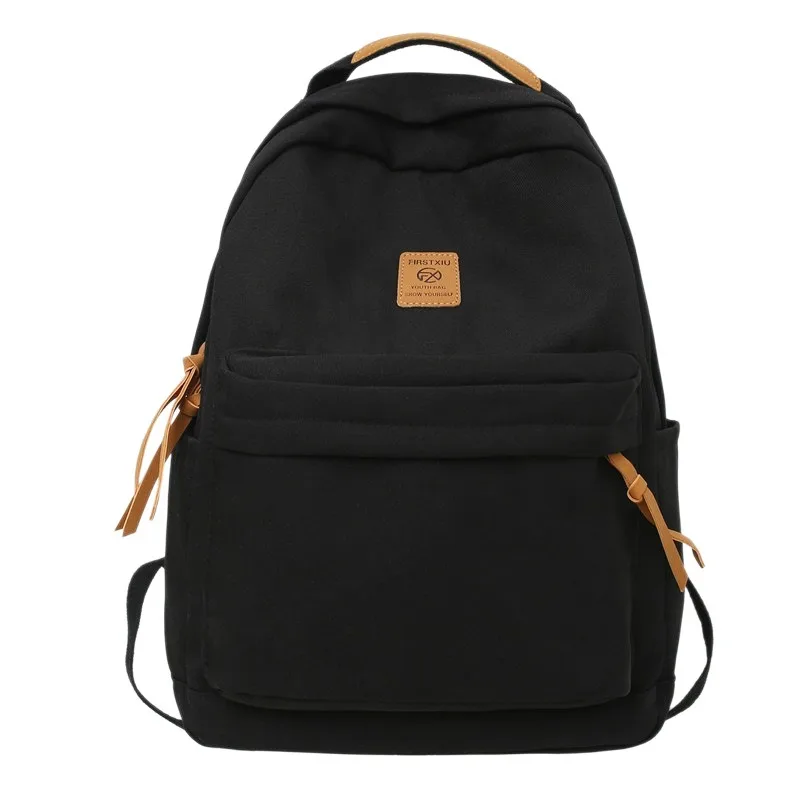 Solid Colour Casual Nylon Backpack Campus Students Unisex School Bag Japanese Minimalist Daypack Large Light Travel Rucksack