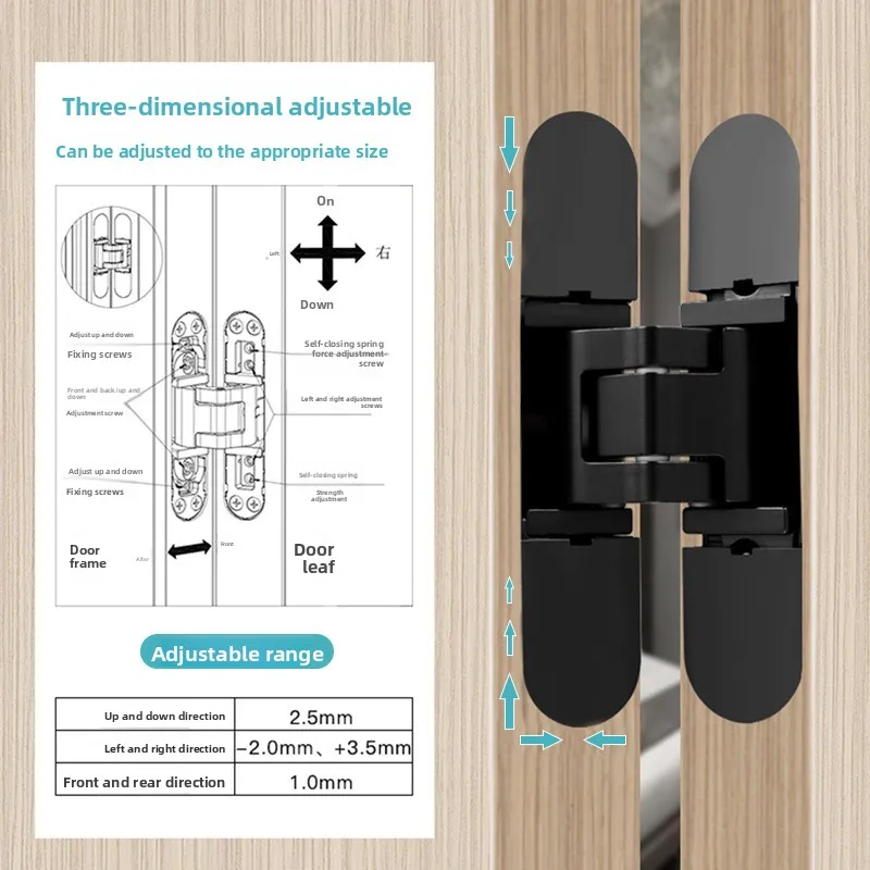 Hydraulic Concealed Door Hinge D Adjustable Self Closing Furniture Degree Opening Zinc Alloy Electroplated Hardware Mm Plus