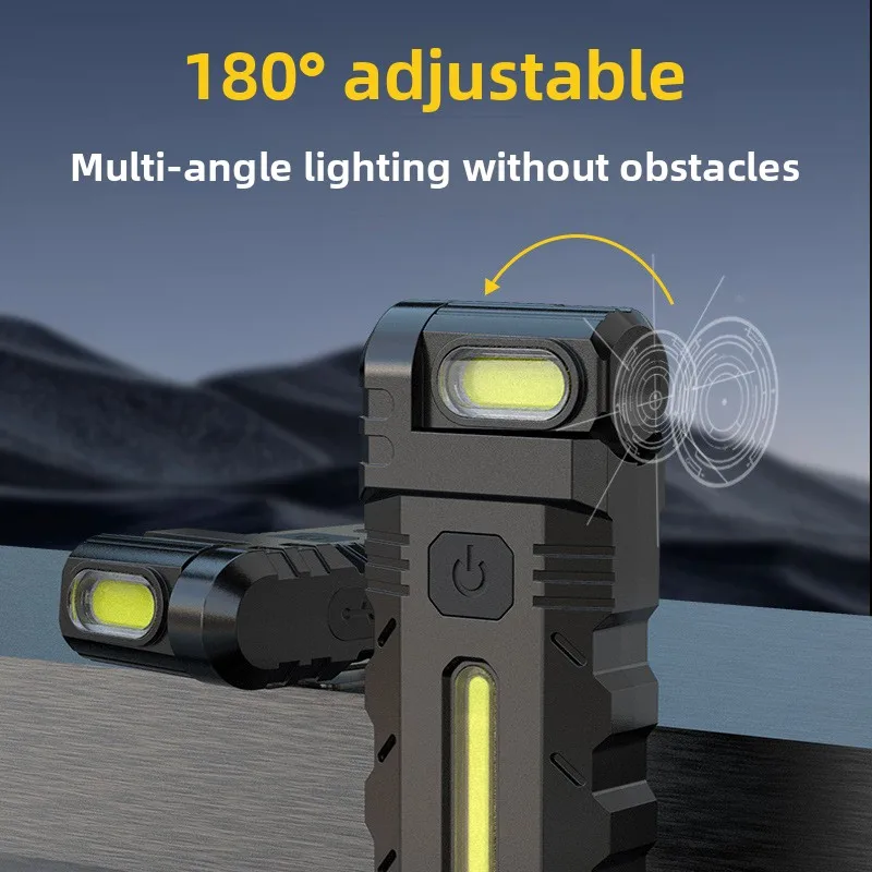 LED Mini Flashlight Bright Light Long Battery Life Outdoor Portable Hat Clip Light Multifunctional Emergency COB Work Light