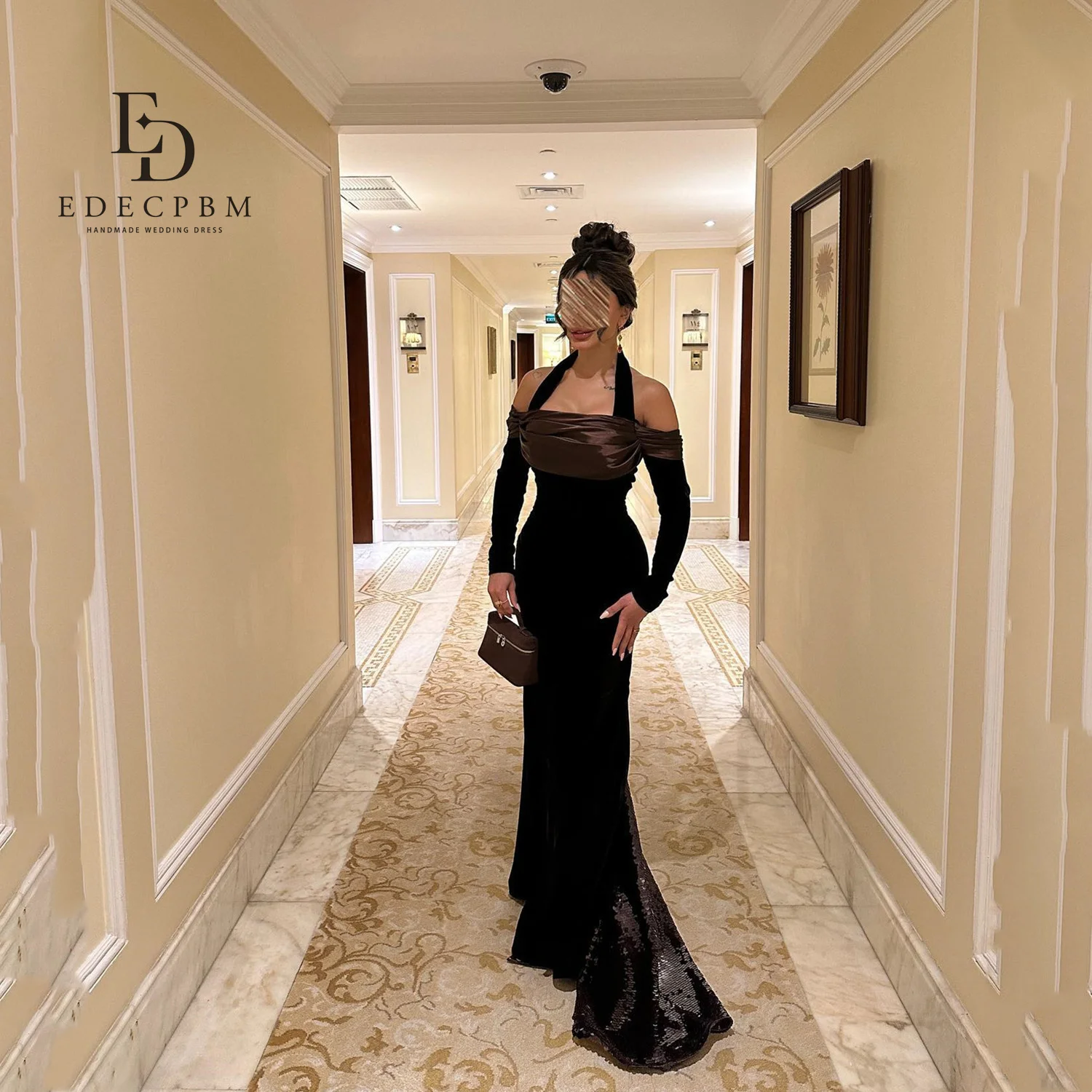 

EDECPBM Halter Neck Wedding Dresses for Parties فساتين سهرة Mermaid Women Evening Dress Customized Vestidos De Fiesta Prom Party