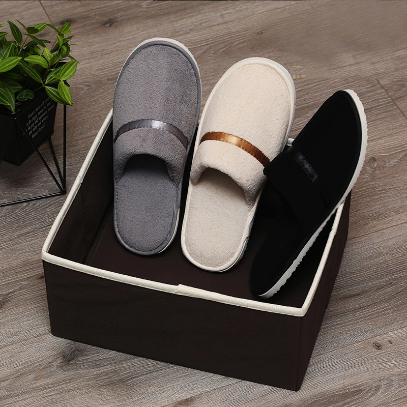 New Disposable Men Women Slippers Coral Fleece Autumn Winter Home Guest Unisex Slipper Hotel Beauty Club Washable Shoes Slippers