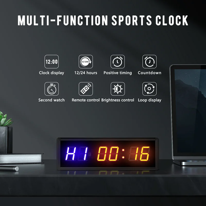 

AK25-Gym Timer,LED Interval Timer Digital Countdown Wall Mounted Clock Fitness Timer,Digits Down/Up Clock Stopwatch For Home