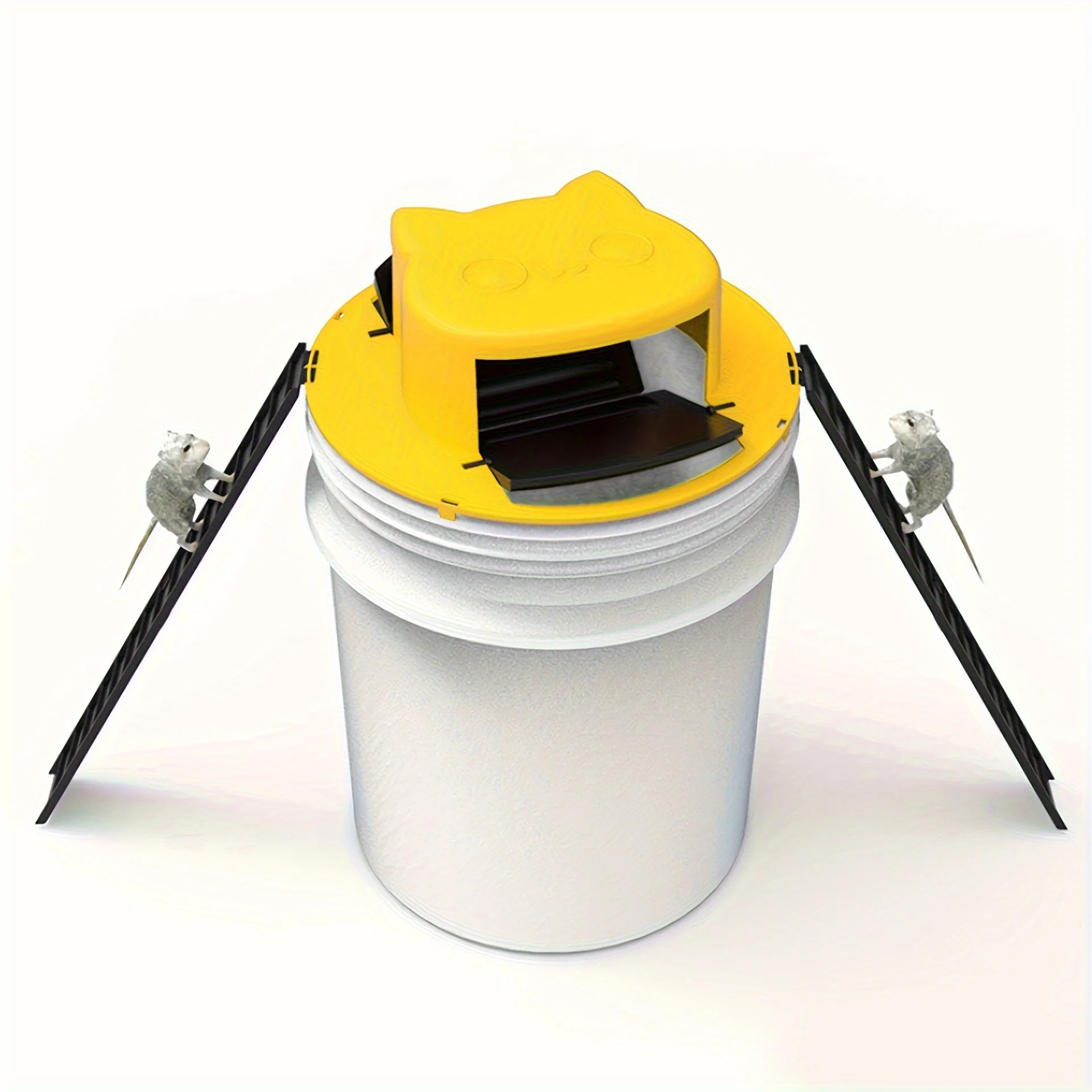 A Set of Mouse Trap Kits, Including 1 Cover and 2 Steps. Flip and Slide the Bucket Cover for Indoor and Outdoor Mouse Traps