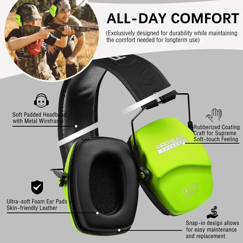 PROHEAR 2Pcs Tactical Earmuffs Foldable Hearing Protection for Shooting Outdoor NRR 26dB Passive Noise Reduction Ear Protection