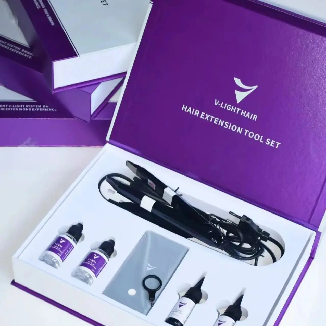 Hot sell!V-Light Technology Hair Extension Machine  Hair Extension Tools Kit V-Light gift box with V-Light glue