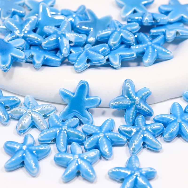 Colorful Starfish Ceramic Beads For Jewelry Making DIY Earring Necklace 5X18mm Color Ceramic Starfish Jewelry Accessories