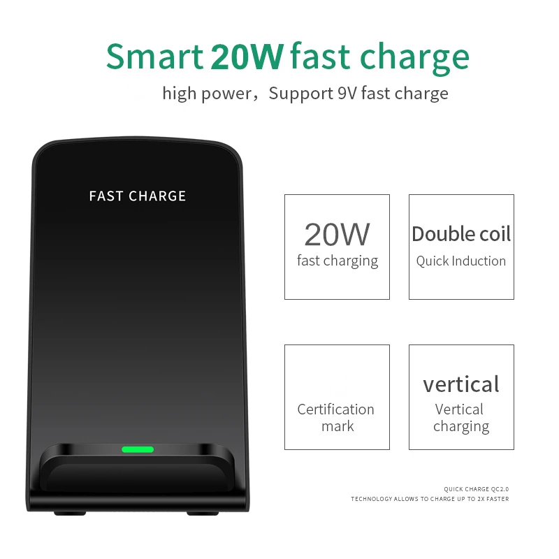 DCAE-suporte de carregamento rápido sem fio, carregamento rápido do telefone, Samsung S24 S23 S22, iPhone 15 14 13 12 11 XR XS Max X 8, 20W