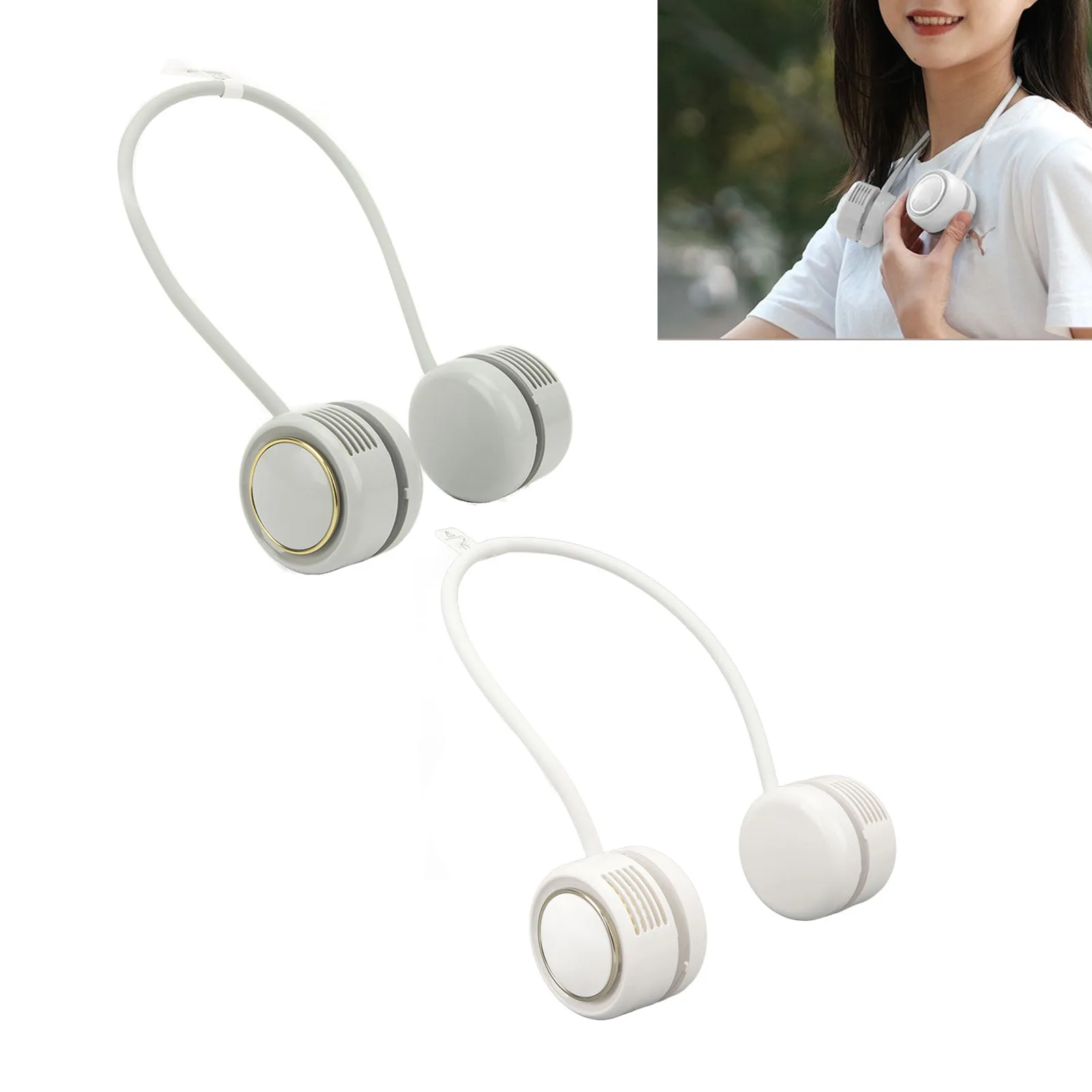 

3-ступенчатый складной подвесной вентилятор на шею, бесшумный 3-уровневый безлопастной складной подвесной вентилятор для школы, 1600 мАч, безлопастной подвесной вентилятор на шею