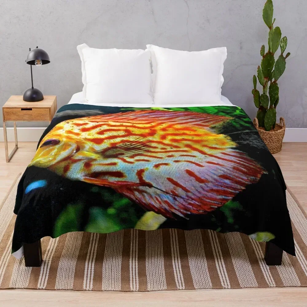 

Fishes! Discus Fish Throw Blanket Warm Comfortable Blanket for Office Napping