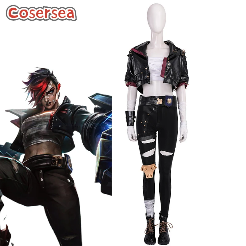 Cosersea Arcane Vi Cosplay Costume Game LOL Season 2 Arcane Vi Cosplay Costume Women Uniform Halloween Cos Outfit Fullset