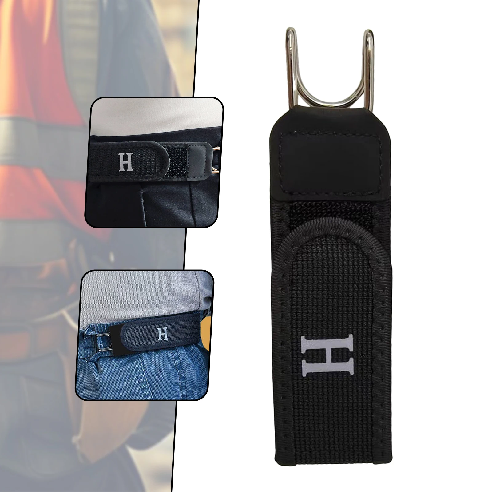 No Buckle Stretch Belt for Jeans Portable Stylish Metal Hook Buckleless Belt Black Outdoor Work Convenient Universal Waistband