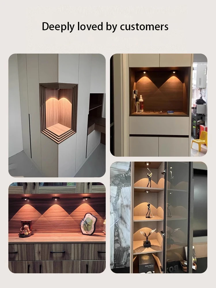 Led Spotlights Wireless Remote Control Charging Small Spot Light Wine Cabinet Atmosphere Display Ceiling Lamp Magnetic Walnut
