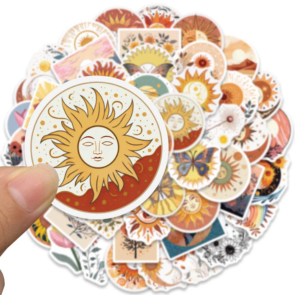 10/30/50PCS Art Sun Flower Aesthetic Cute Cartoon Decals Toys DIY Suitcase Skateboard Phone Luggage Bike Stickers Gift